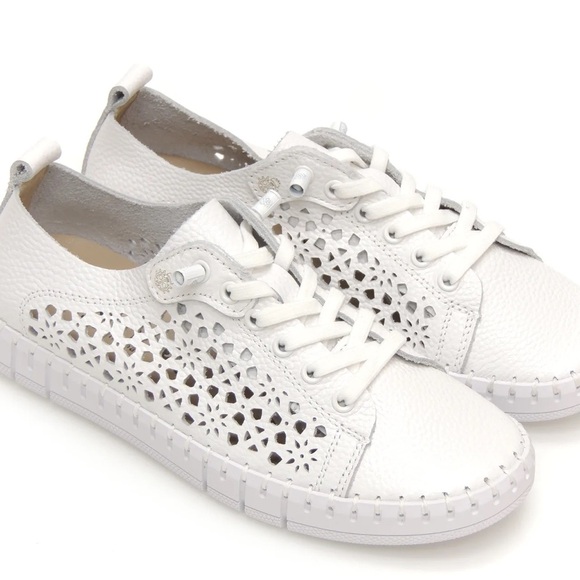 Chic White Perforated Women's Sneakers - Picture 2 of 11